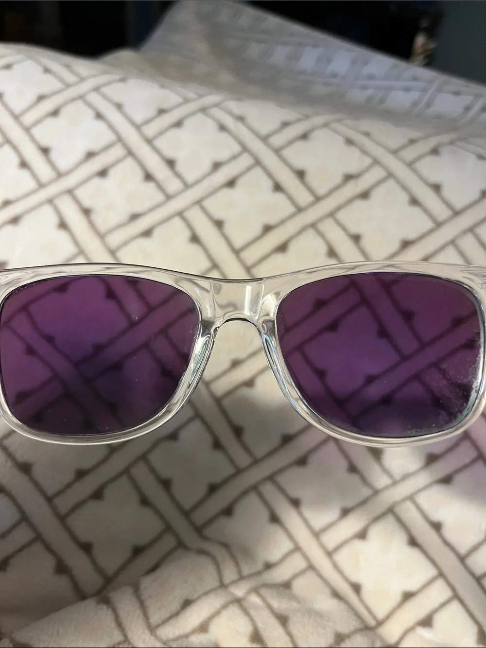 Kids Clear Frame Sunglasses with Blue-Green Mirrored Lenses